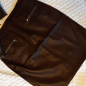 Ann Taylor Loft Leather-look Brown Skirt